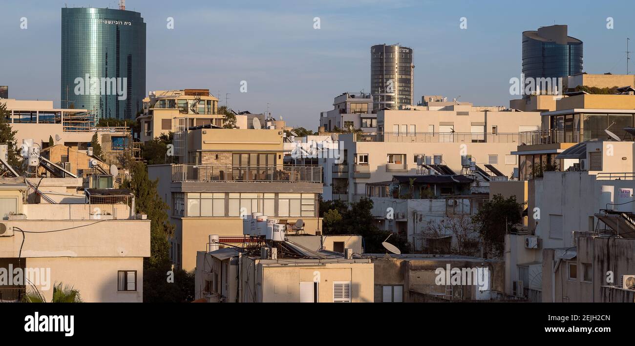 Vue sur le paysage urbain, Bauhaus, White City, tel Aviv, Israël Banque D'Images