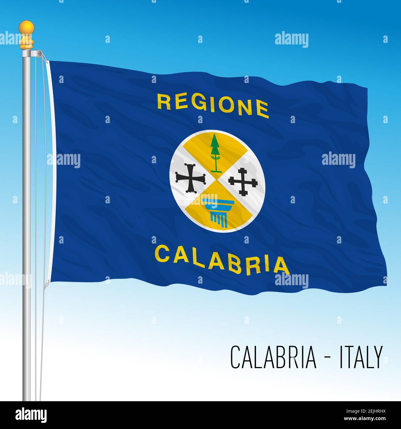 Calabre, drapeau de la région, République italienne, illustration vectorielle Illustration de Vecteur