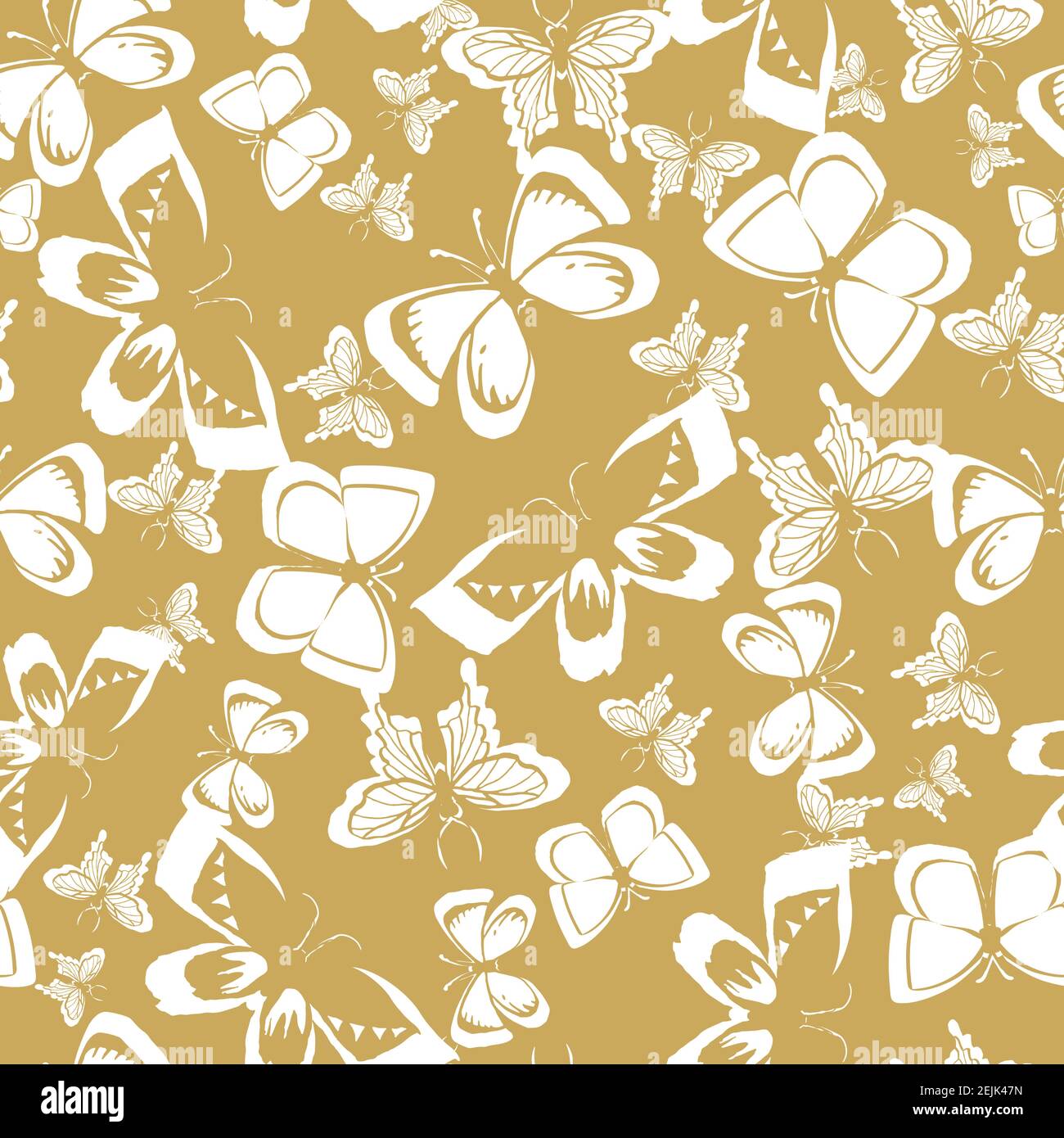 papillons motif vectoriel sans couture sur le jaune Illustration de Vecteur