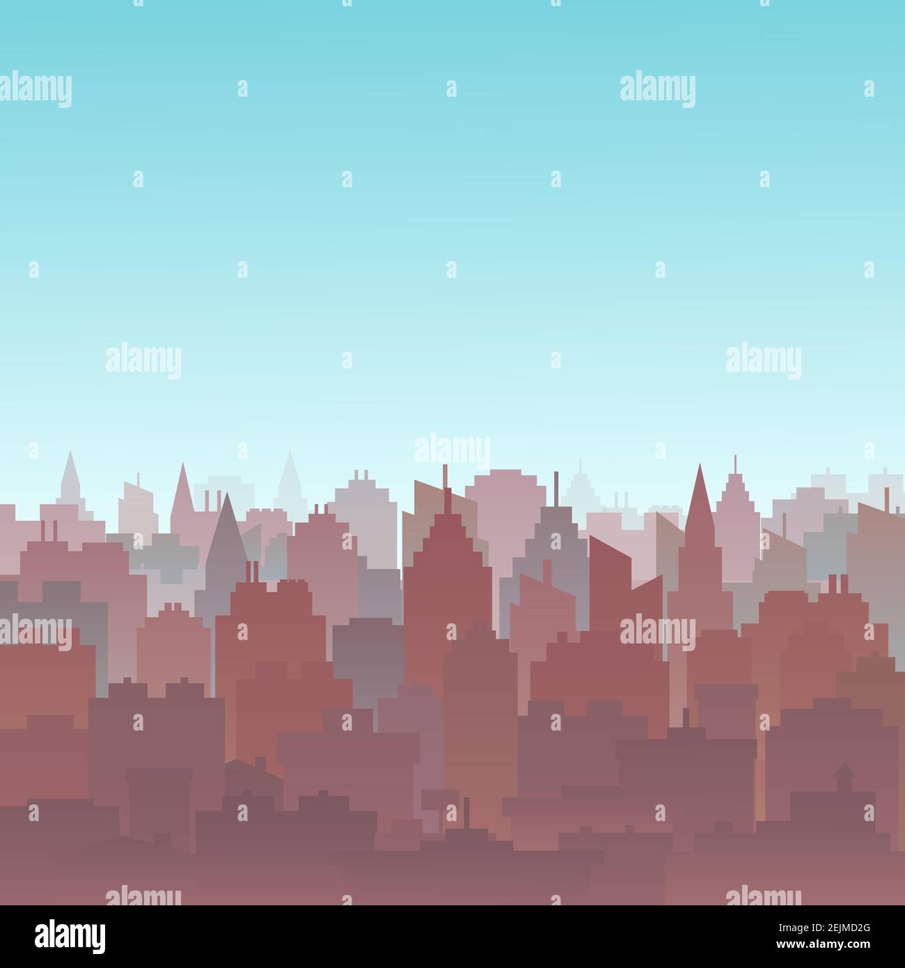 Coucher de soleil ville silhouette paysage. Paysage urbain. Gratte-ciel du centre-ville avec gratte-ciel hauts. Architecture panorama bâtiments de Goverment illustr Illustration de Vecteur