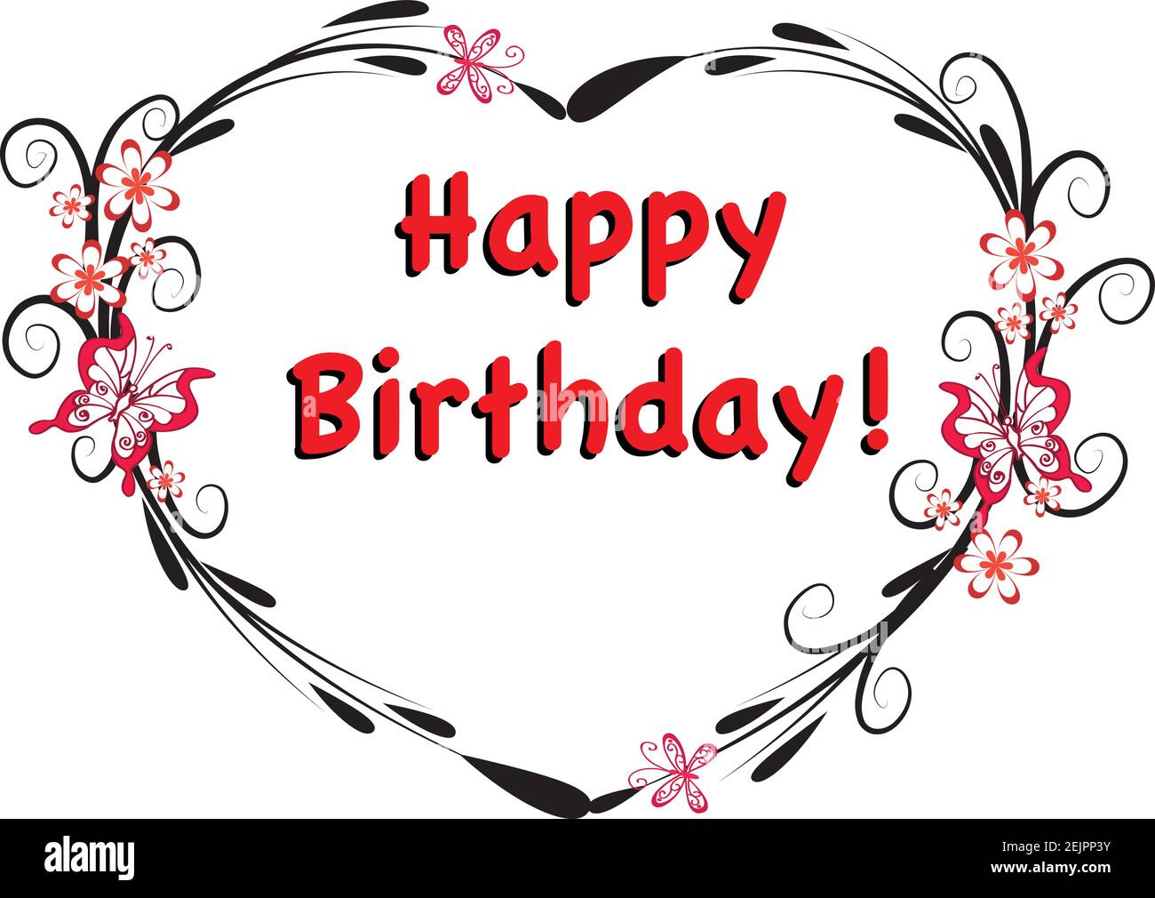 carte d'anniversaire à motif vectoriel en forme de coeur bordure Illustration de Vecteur