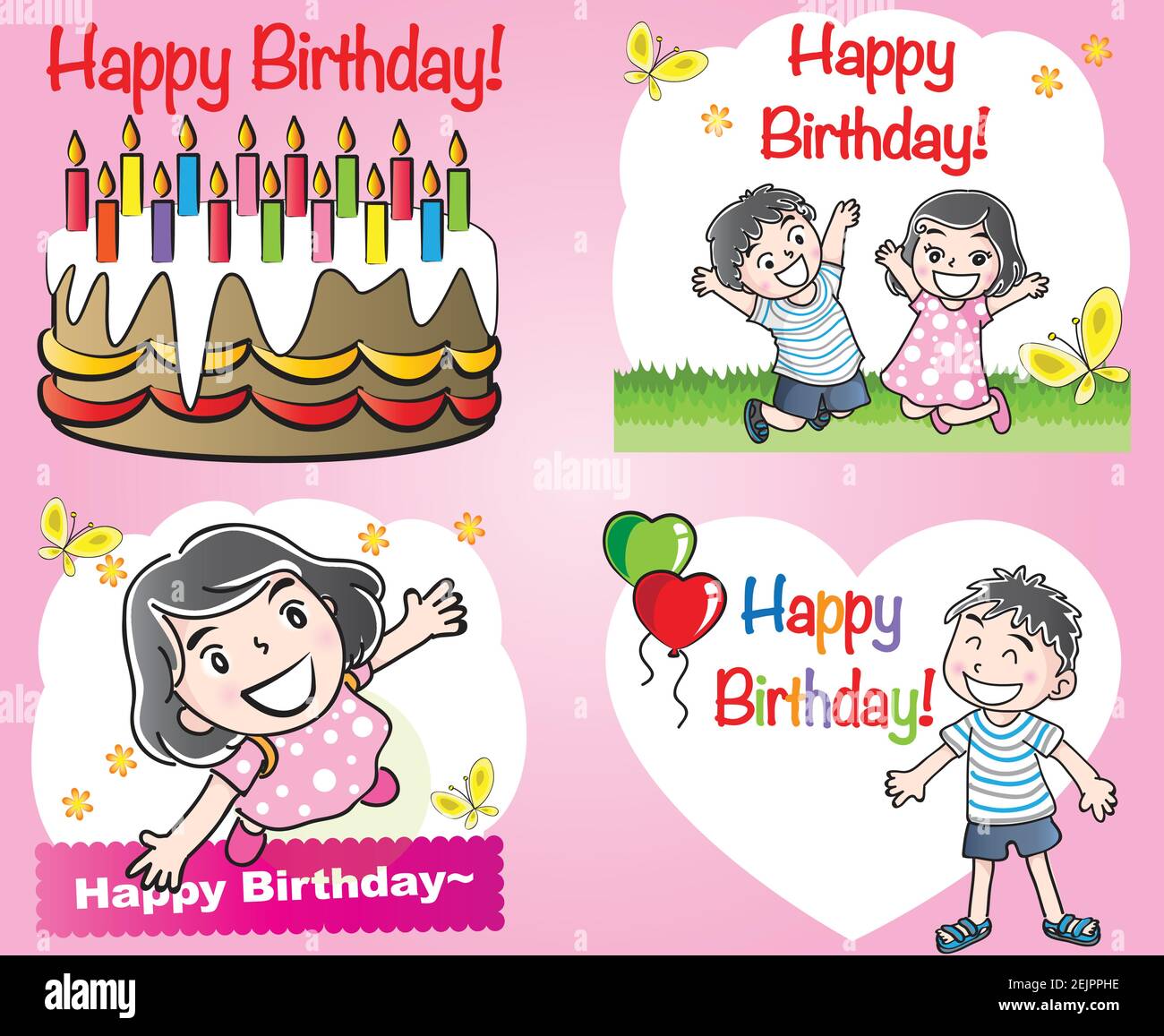 Carte D Anniversaire A Motif Vectoriel Pour Garcon Et Fille Image Vectorielle Stock Alamy