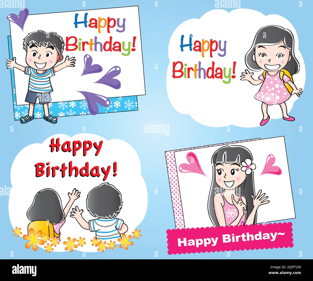 Carte D Anniversaire A Motif Vectoriel Pour Garcon Et Fille Image Vectorielle Stock Alamy
