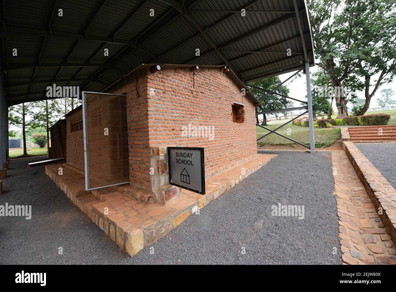 Mémorial du génocide de Ntarama dans le district de Bugesera, Rwanda. Banque D'Images