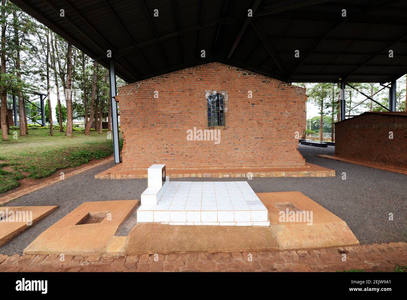 Mémorial du génocide de Ntarama dans le district de Bugesera, Rwanda. Banque D'Images