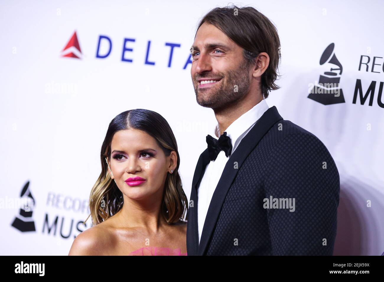 (DOSSIER) Maren Morris accueille First Baby avec son mari Ryan Hurd. La chanteuse Bones, âgée de 29 ans, a accueilli son premier enfant avec son mari Ryan Hurd le lundi 23 mars 2020. LOS ANGELES, CALIFORNIE, États-Unis - 08 FÉVRIER : le chanteur Maren Morris et le mari Ryan Hurd arrivent à la personne de l'année MusiCares 2019 qui a eu lieu au Los Angeles Convention Center le 8 février 2019 à Los Angeles, Californie, États-Unis. (Photo de Xavier Collin/image Press Agency/Sipa USA) Banque D'Images