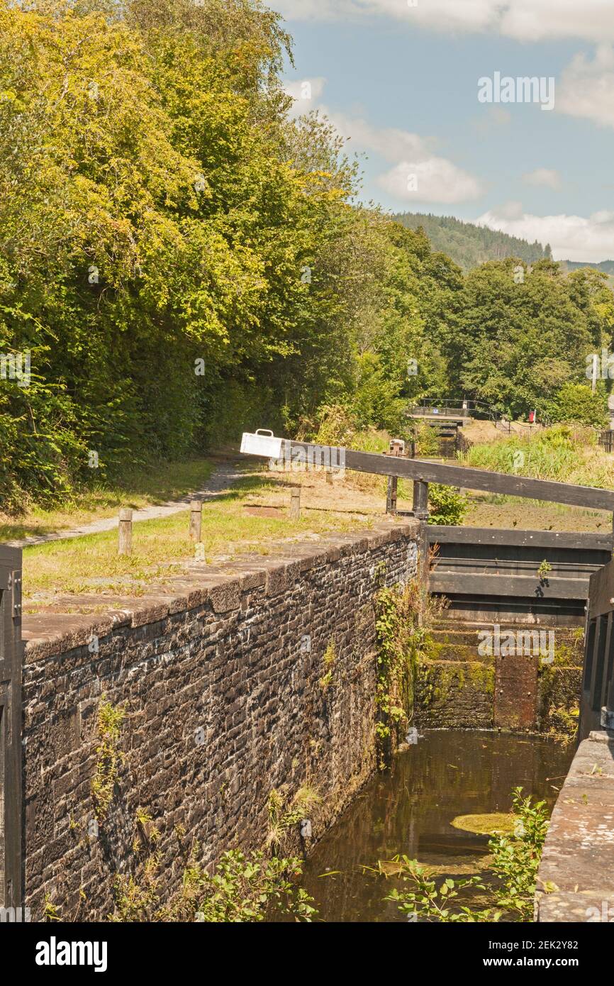 Cyd Terrace Locks on Neath Canal, Clyne, Neath Port Talbot, pays de Galles du Sud, Royaume-Uni Banque D'Images