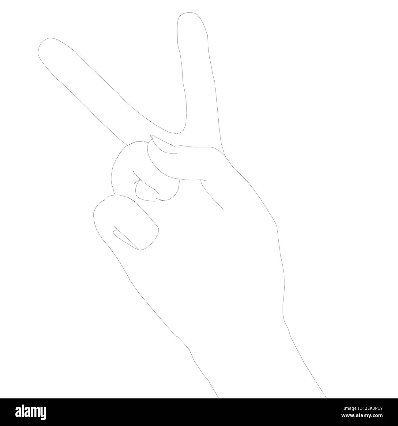 Le contour de la main humaine montre deux doigts. Un symbole de paix. Illustration vectorielle. Illustration de Vecteur