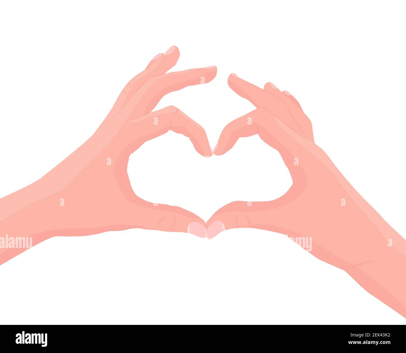 Mains montrant le geste de la forme du cœur. Amour, concept de relation romantique. Illustration à plat. Illustration de Vecteur