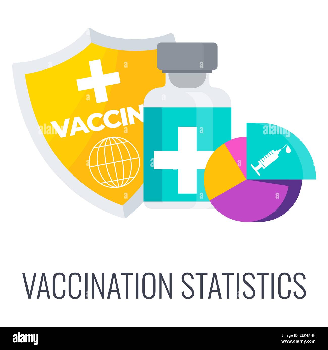 Icône des statistiques de vaccination. Données sur le nombre de vaccins Illustration de Vecteur