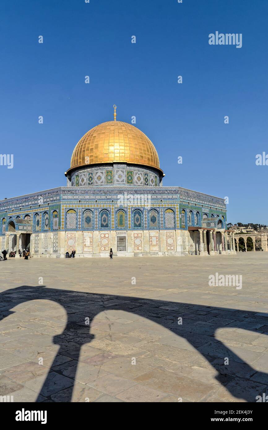 Dôme de la Mosquée du Rocher. Un des principaux sanctuaires de la vieille ville de Jérusalem. Banque D'Images