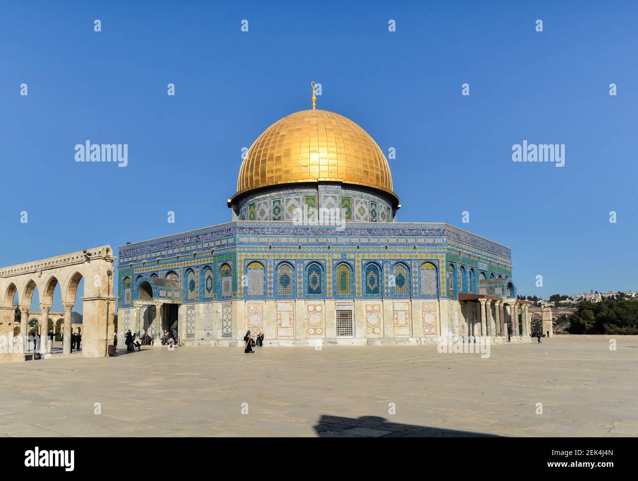 Dôme de la Mosquée du Rocher. Un des principaux sanctuaires de la vieille ville de Jérusalem. Banque D'Images