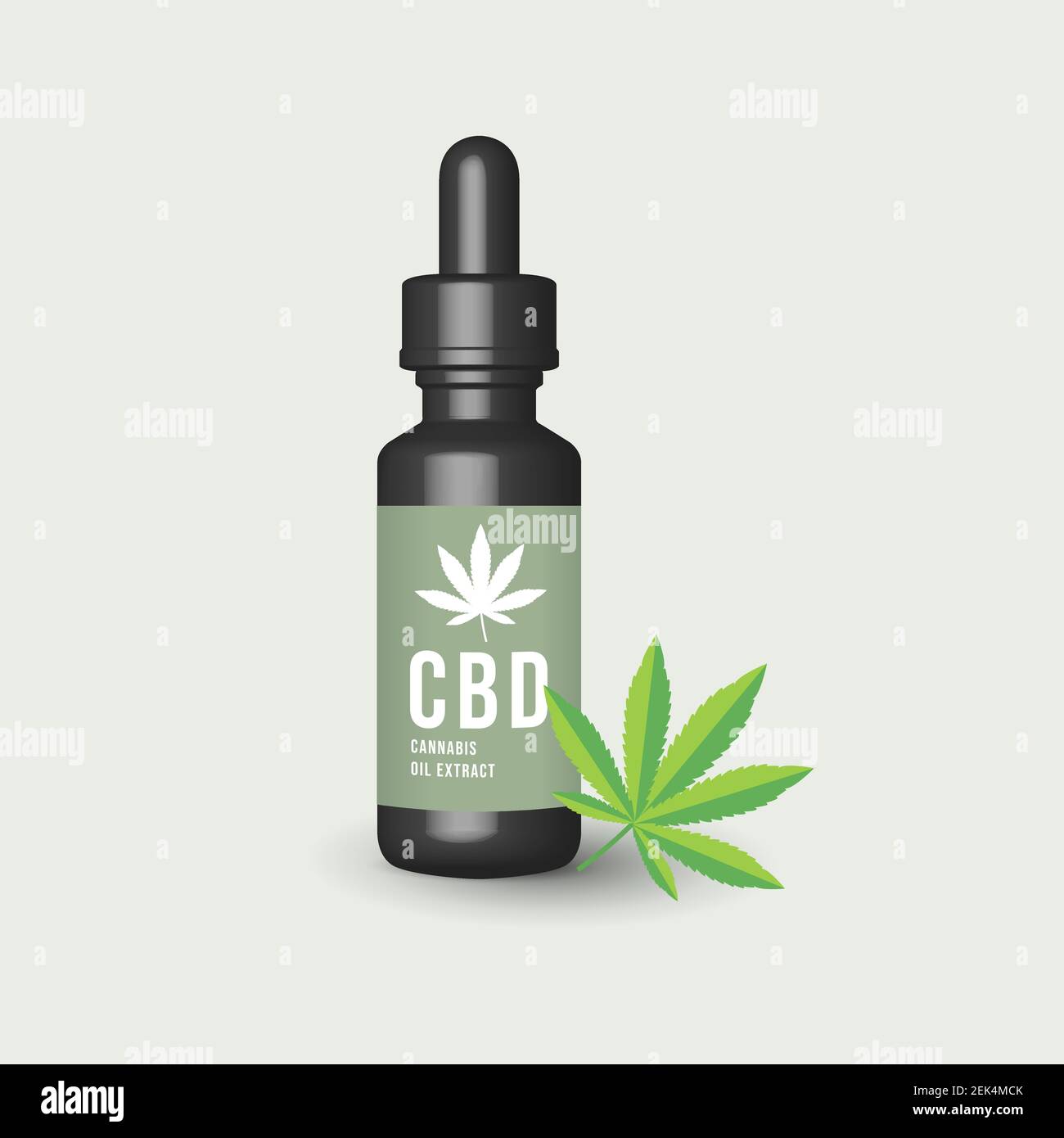 Compte-gouttes avec de l'huile de chanvre CBD de cannabis. Extraits d'huile de cannabis en bouteille. Illustration de Vecteur