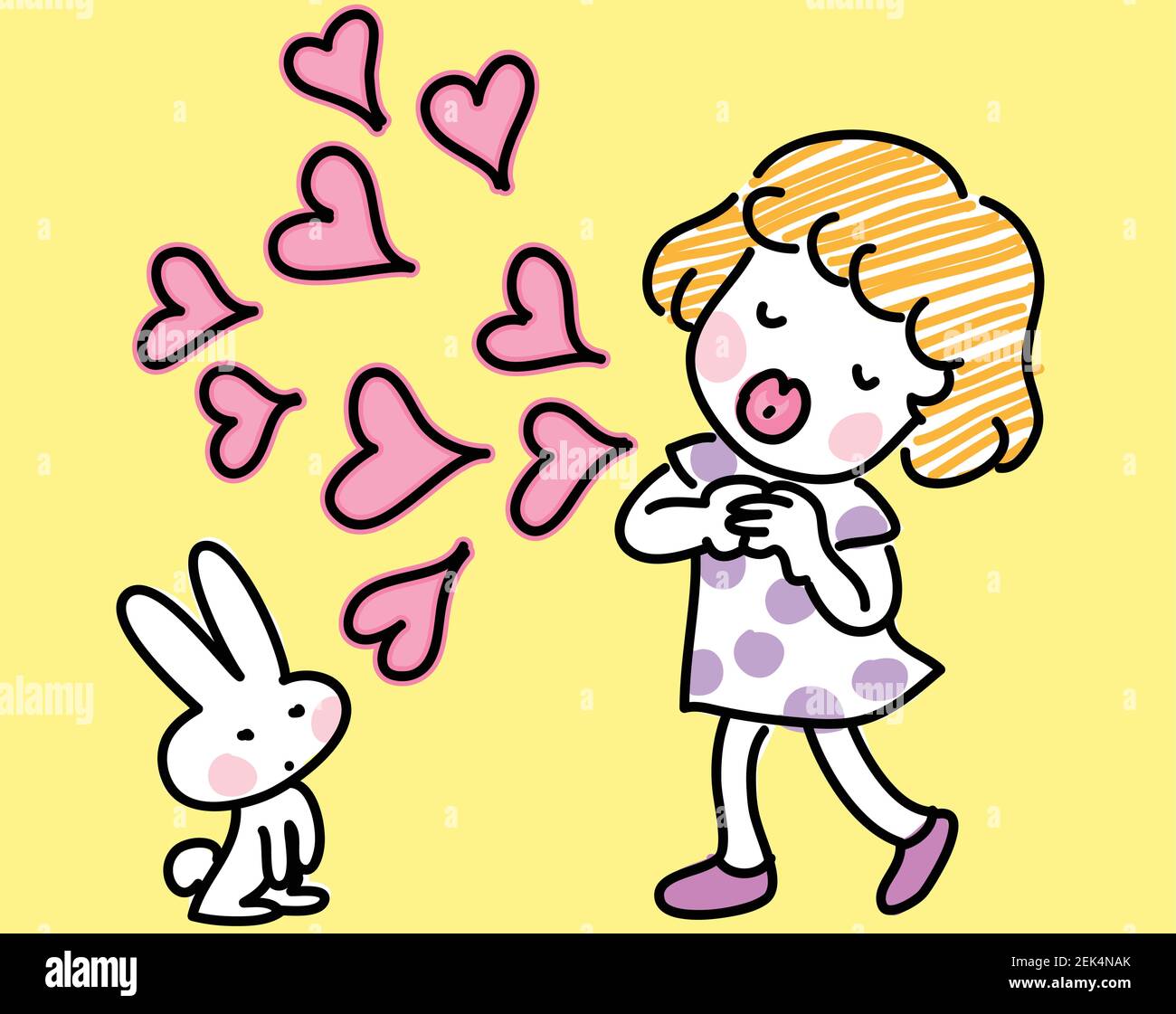 vecteur bande dessinée fille amour lapin Illustration de Vecteur