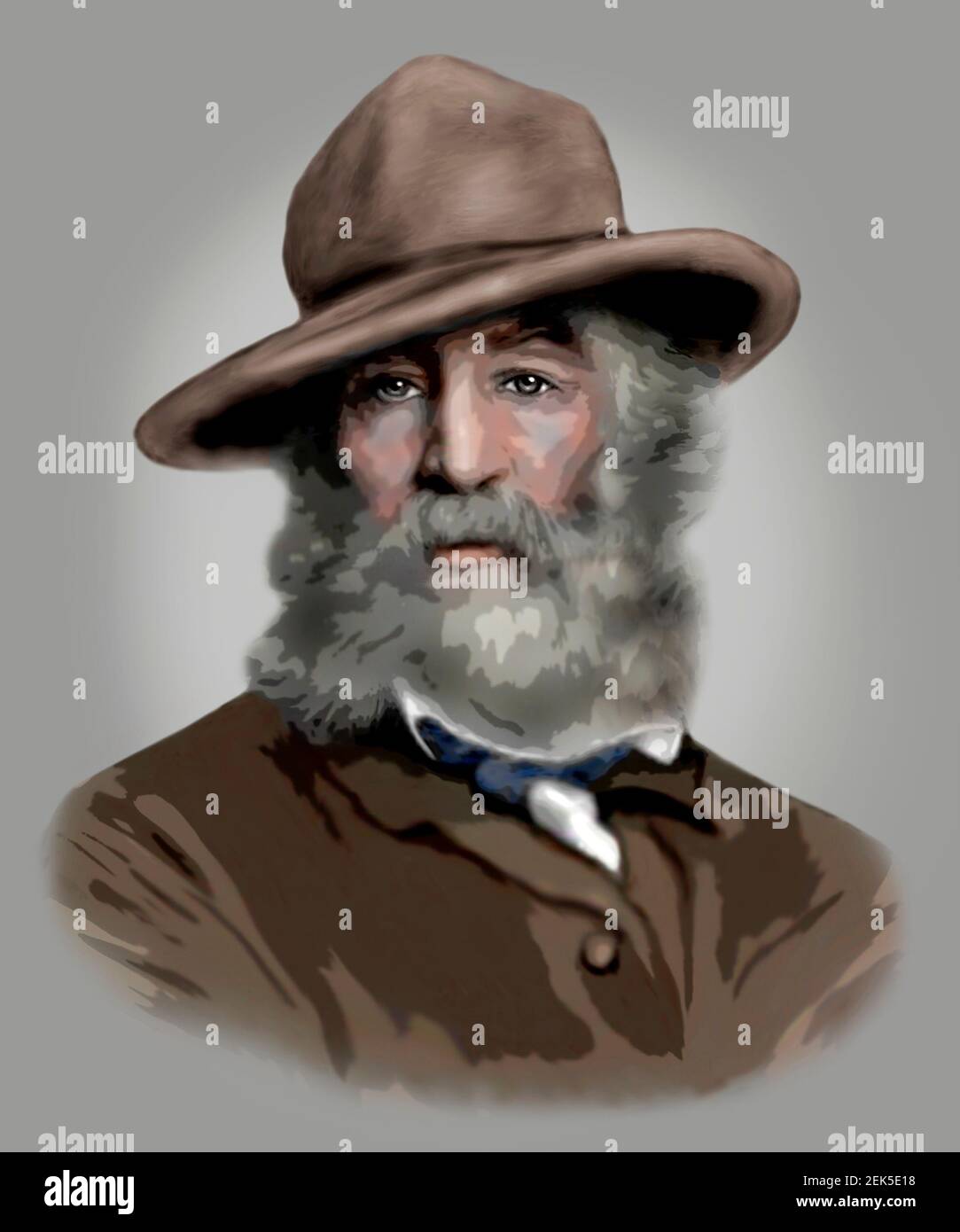 Walt Whitman 1819-1892 poète américain essayiste journaliste Modern style Illustration Banque D'Images
