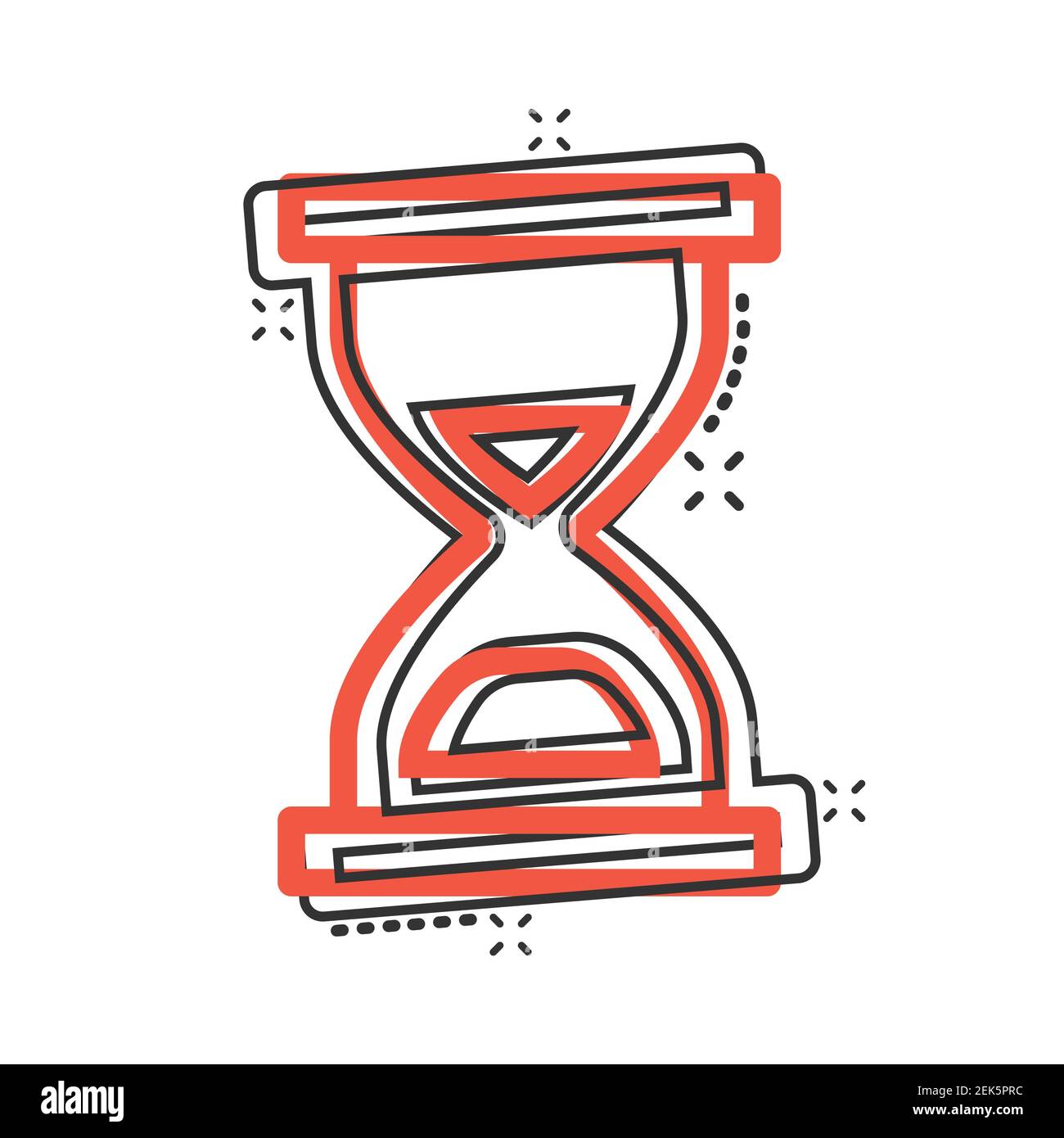 Icône HourGlass dans le style comique. Illustration vectorielle de dessin animé en verre de sable sur fond blanc isolé. Concept d'entreprise effet projection horloge. Illustration de Vecteur