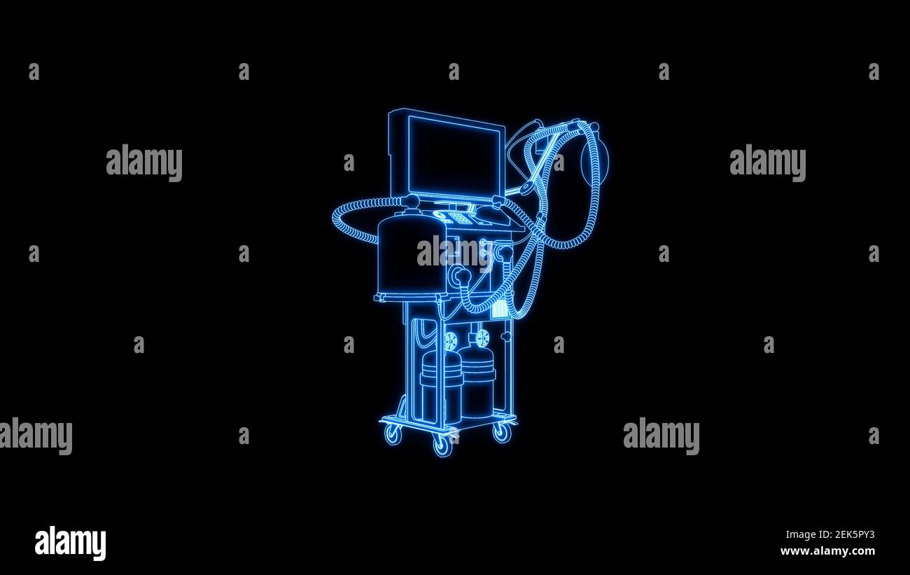Illustration médicale 3d, ventilateur Covid ICU rendu isolé Banque D'Images