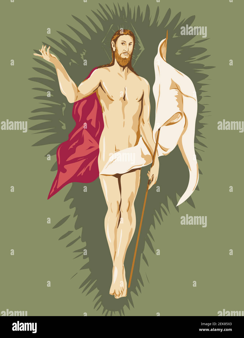 WPA affiche art interprétation de l'art El Greco Domenikos Théotokopoulos, la Résurrection vers 1597, XVIe siècle espagnol artiste de la Renaissance en WO Illustration de Vecteur