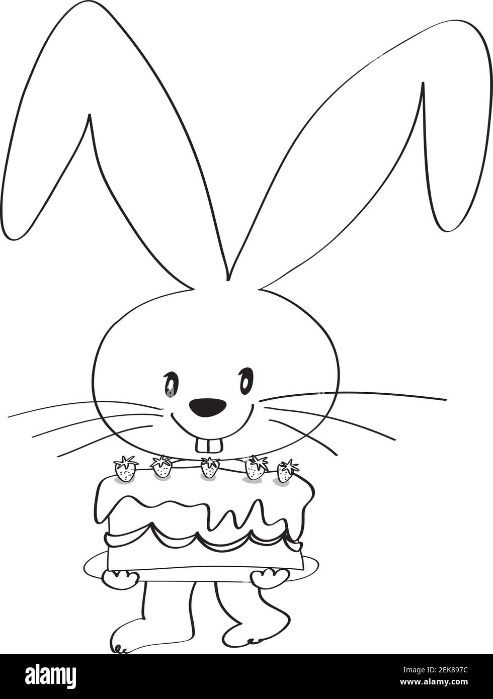 Dessin Anime Vectoriel Lapin Tenir Un Gateau D Anniversaire Image Vectorielle Stock Alamy