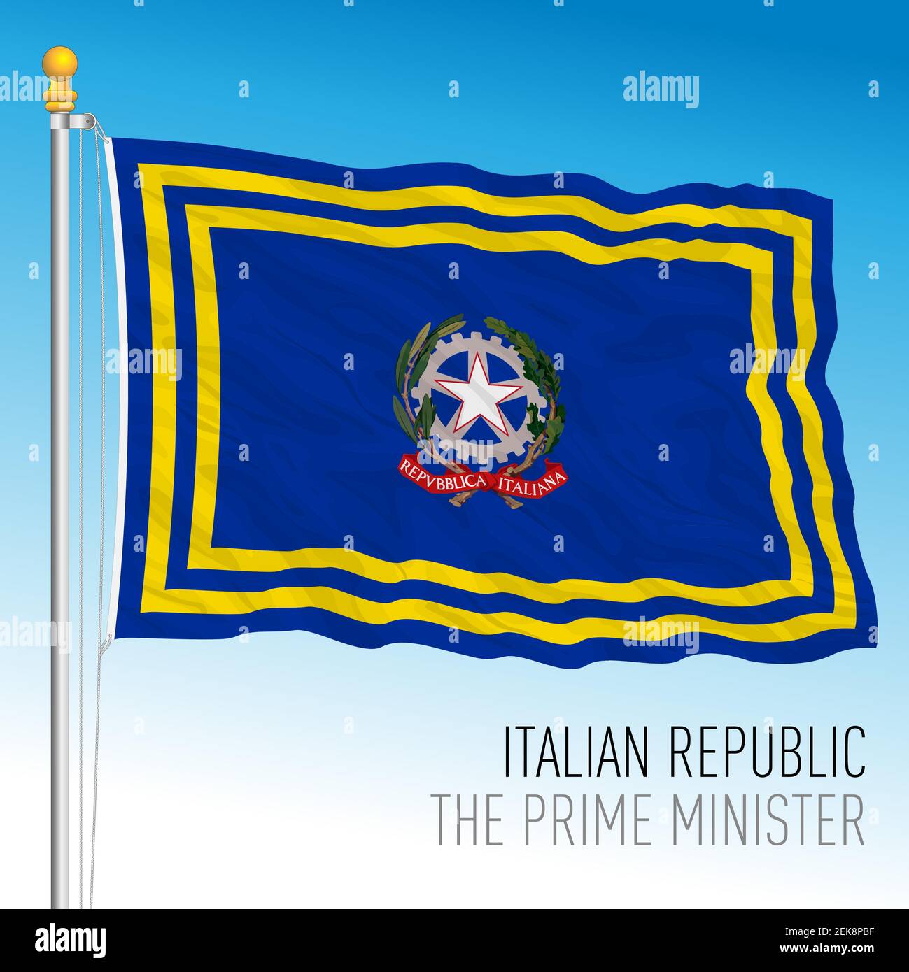 Président du Conseil des ministres de la République italienne drapeau, République italienne, illustration vectorielle Illustration de Vecteur