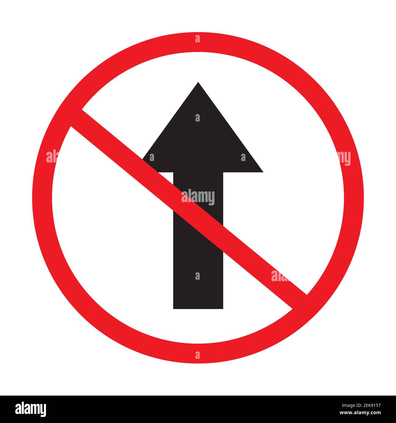 Aucune icône de signalisation routière directe sur fond blanc. Banque D'Images