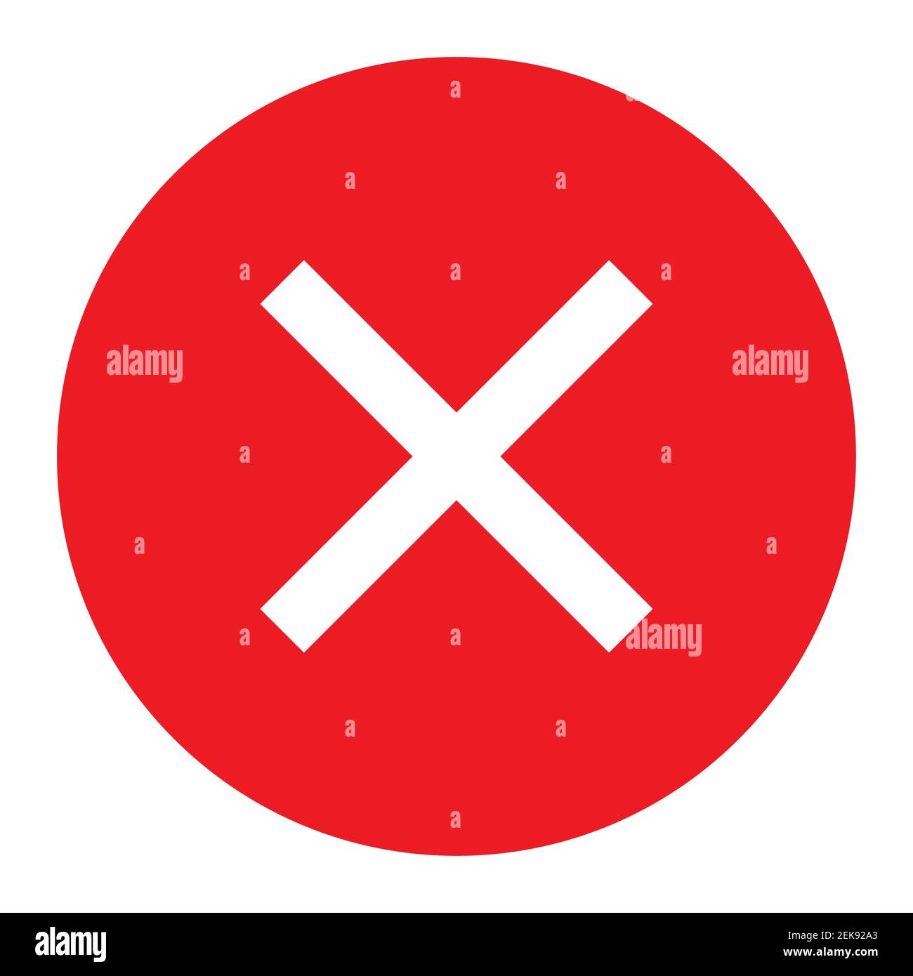 Bouton de marquage incorrect dans l'icône de cercle rouge sur le vecteur d'arrière-plan blanc. Banque D'Images