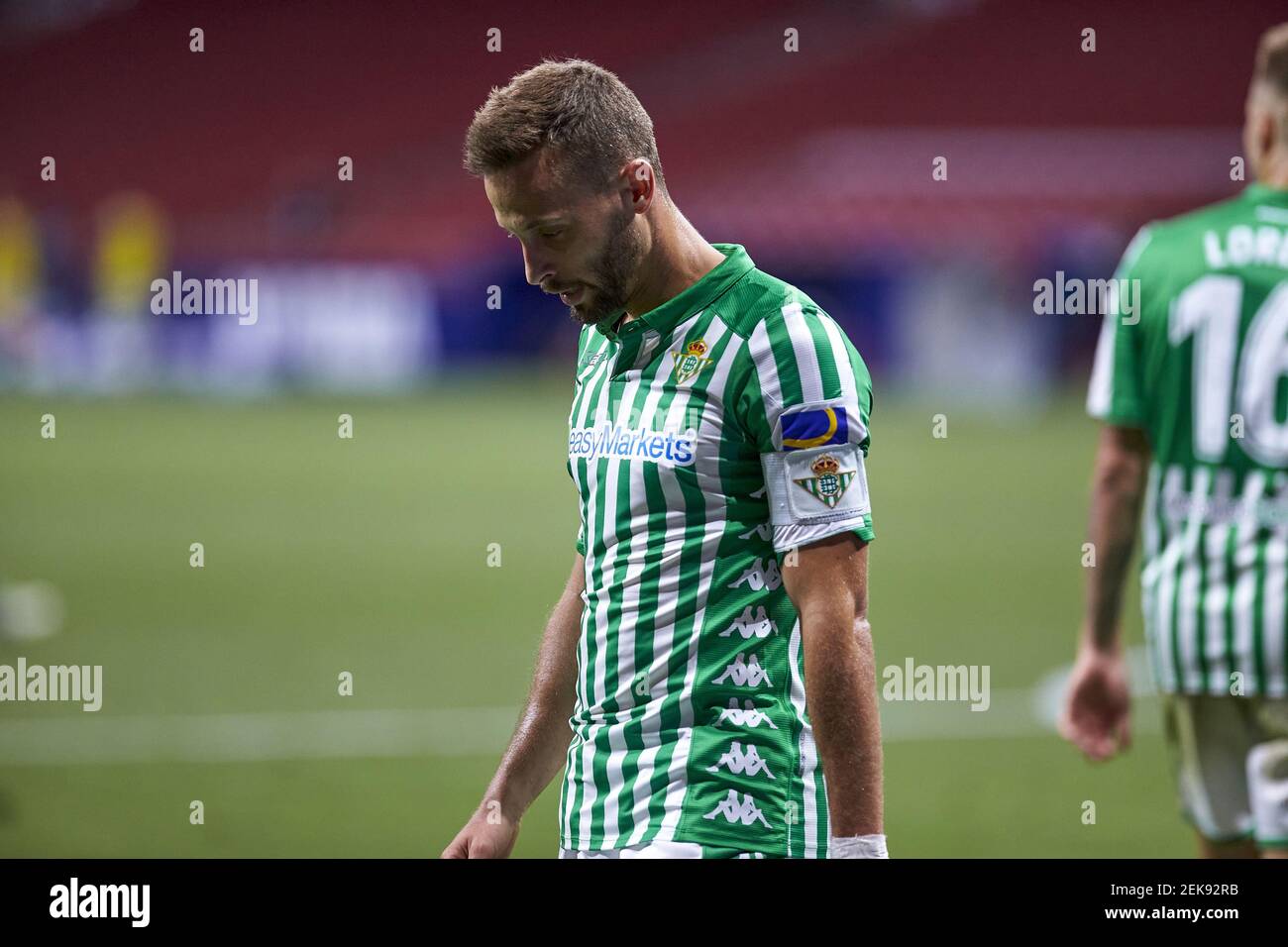 Sergio Canales (Real Betis) réagit lors du match de la Liga 36 entre l'Atlético de Madrid et le Real Betis Balompie au stade Wanda Metropolitano de Madrid, en Espagne, alors que la saison a repris après une absence de trois mois due à la nouvelle pandémie de coronavirus COVID-19. 11 juillet 2020. (Photo de Manu R.B./Alter photos/Sipa USA) Banque D'Images