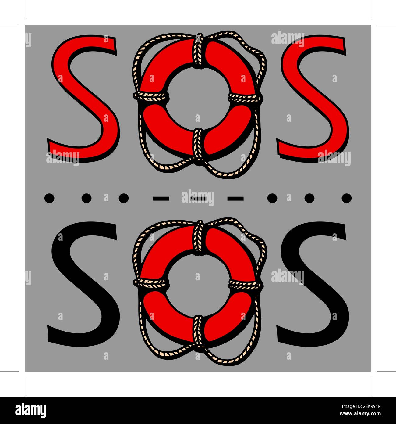 SOS. Le signal de détresse international en télégraphie à l'aide du code Morse. Illustration de Vecteur