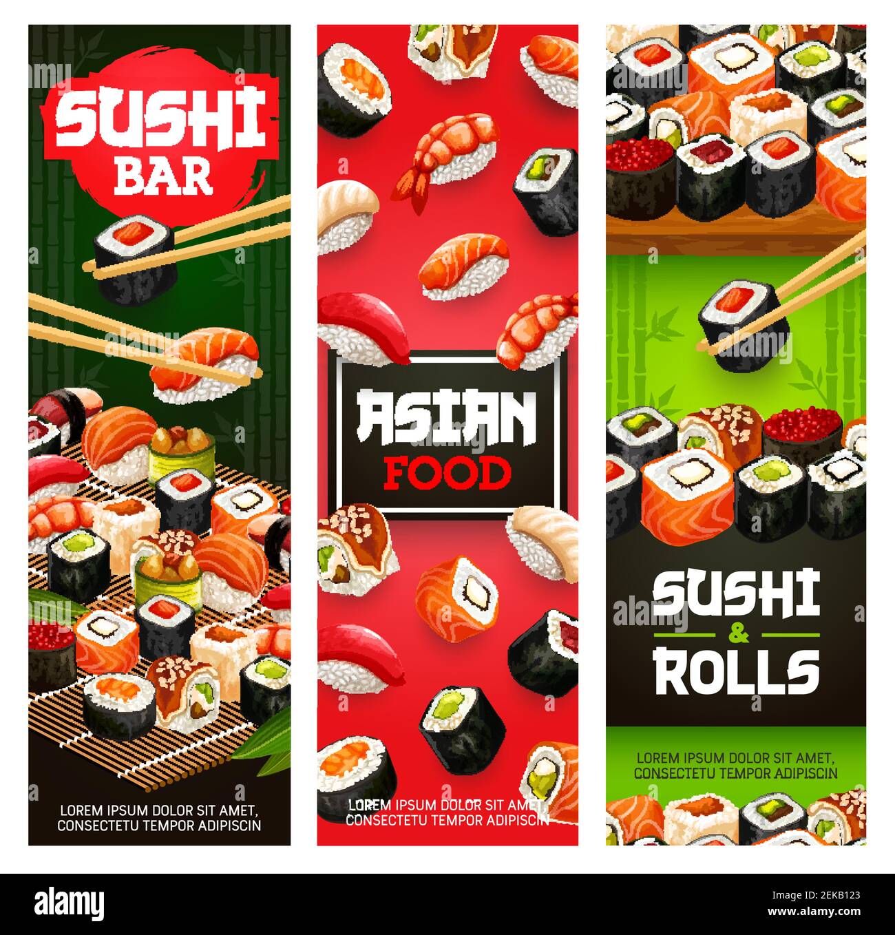 Le menu du bar à sushis japonais propose des banderoles de rouleaux