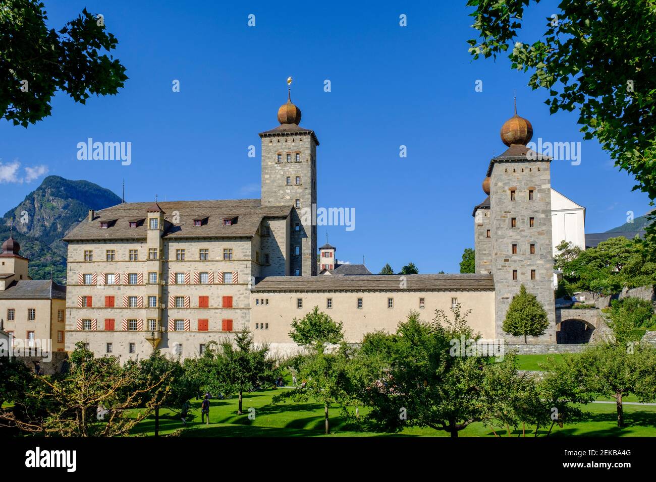 Suisse, Valais, Brig Glis, Stockalper Palace en été Banque D'Images