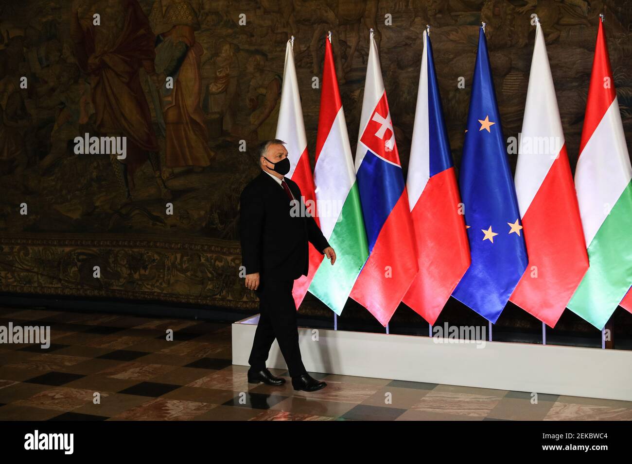 Le Premier ministre hongrois Victor Orban a été vu lors du début officiel du 30ème anniversaire du Sommet V4. Sommet des chefs de gouvernement du Viseg Banque D'Images
