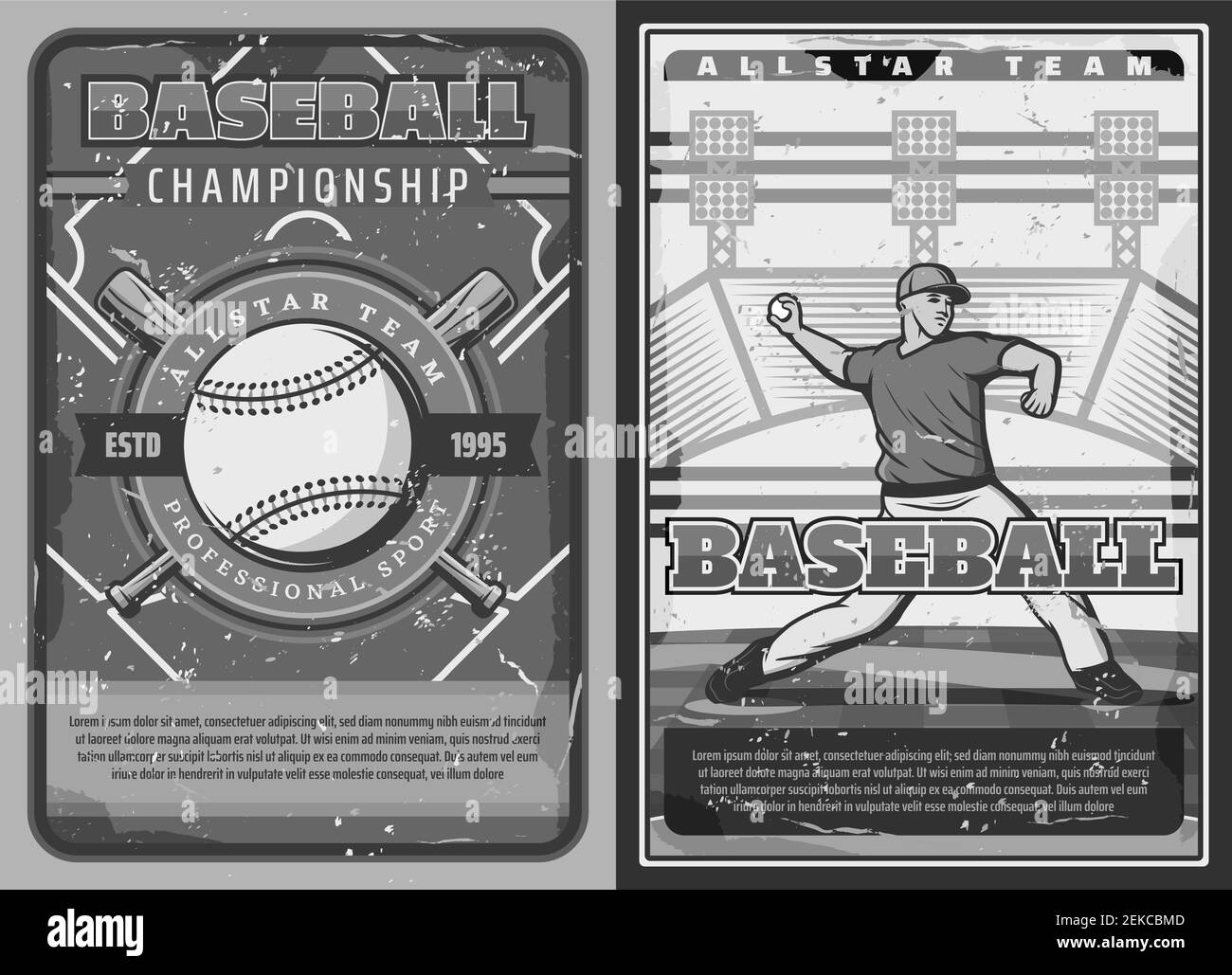 Affiches de championnat de baseball, de championnat d'équipe professionnel et de tournoi de ligue. Joueur de base-ball ou de softball Vector Quarterback wi Illustration de Vecteur