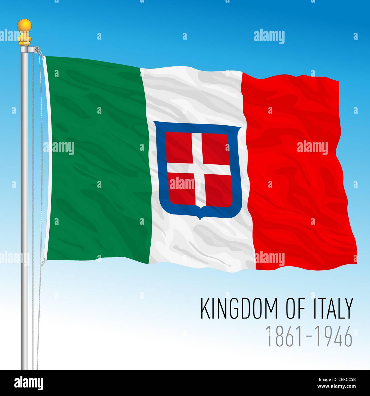 Drapeau historique du Royaume d'Italie, 1861 - 1946, illustration vectorielle Illustration de Vecteur