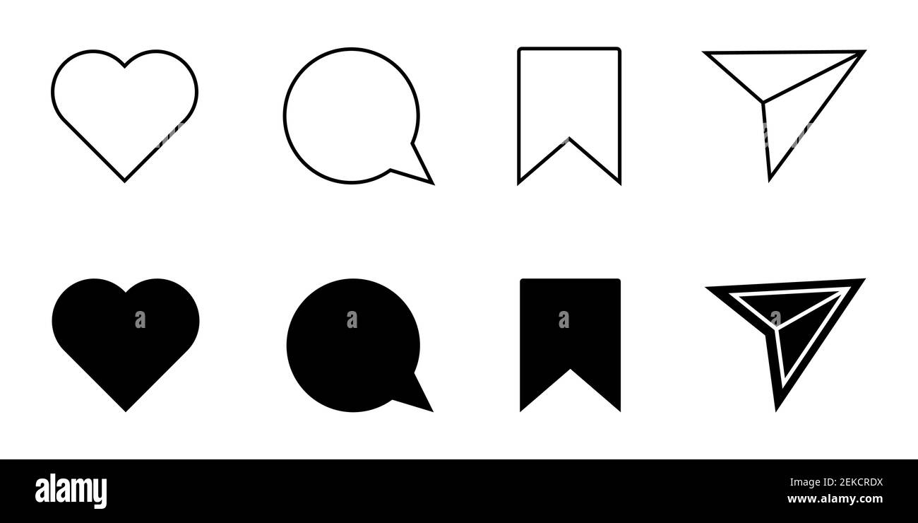 Icônes Instagram, J'aime, commenter, partager Enregistrer icône de médias sociaux Illustration de Vecteur
