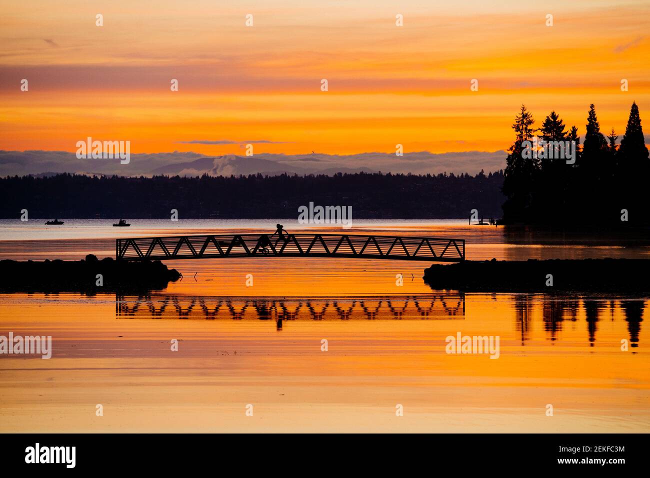 Pont de Port Blakely au lever du soleil, île de Bainbridge, Washington, États-Unis Banque D'Images