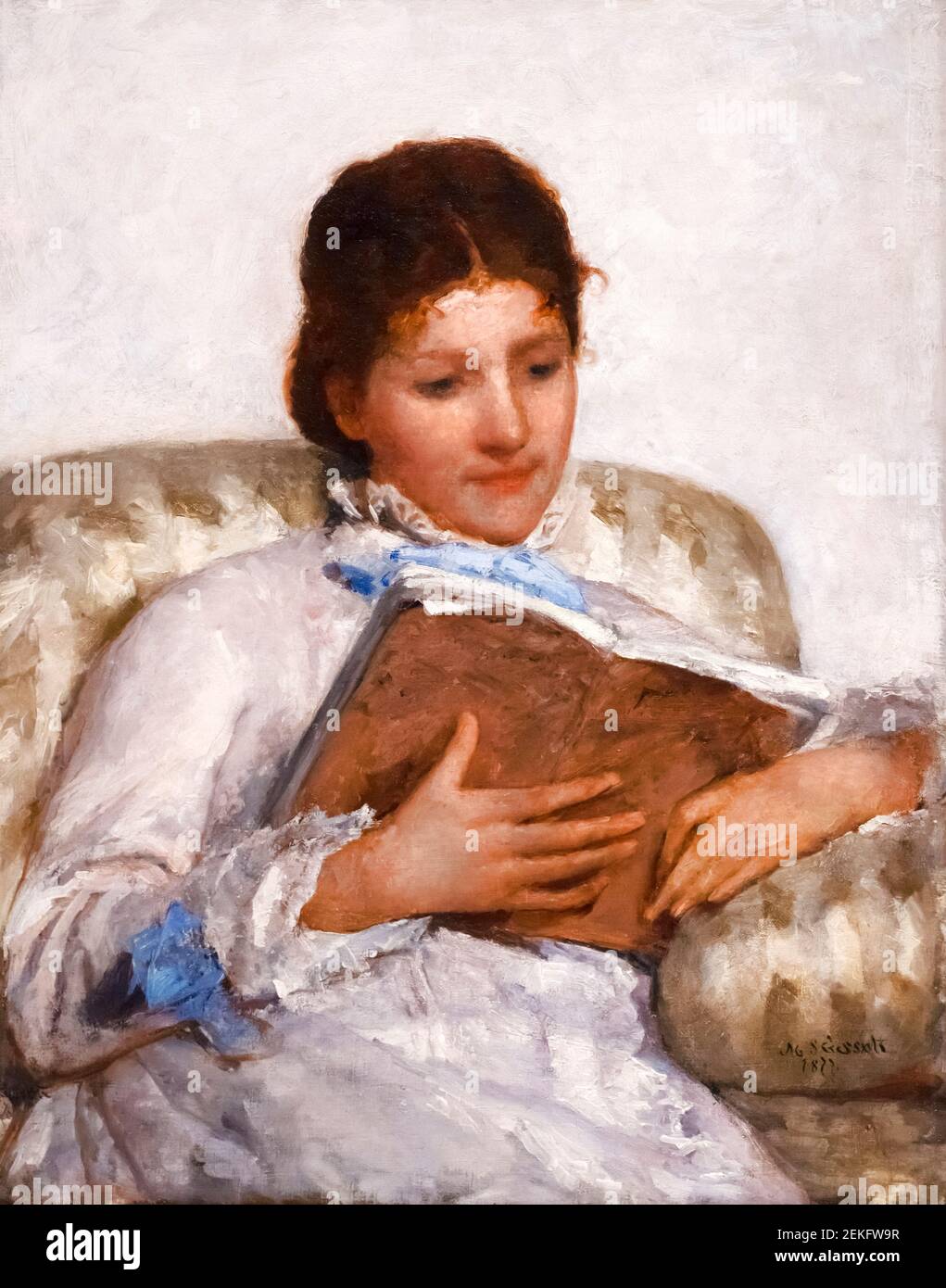 Mary Cassatt, « The Reader », huile sur toile, 1877 Banque D'Images