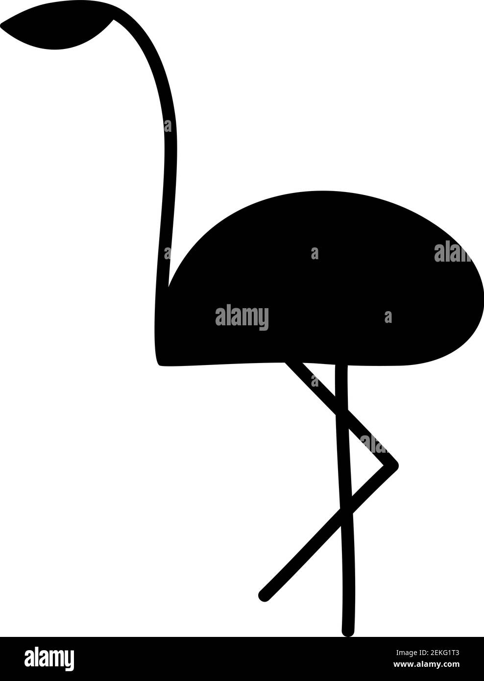 Image vectorielle d'une silhouette d'oiseau flamant debout sur une jambe. Logo stylisé pour motif, icône de bannière, affiche Illustration de Vecteur