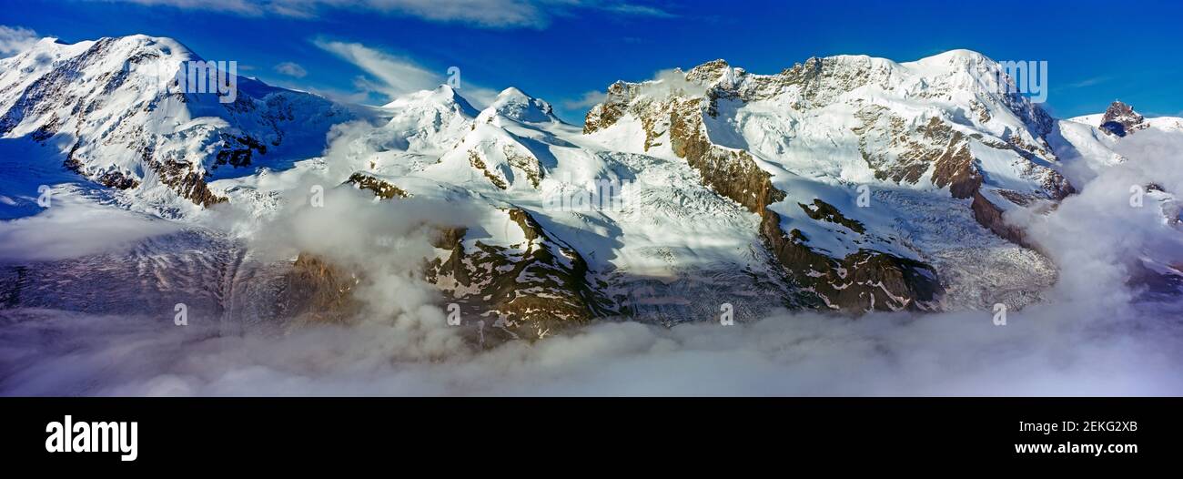 Vue sur Monte Rosa et les Alpes Pennines, Suisse Banque D'Images