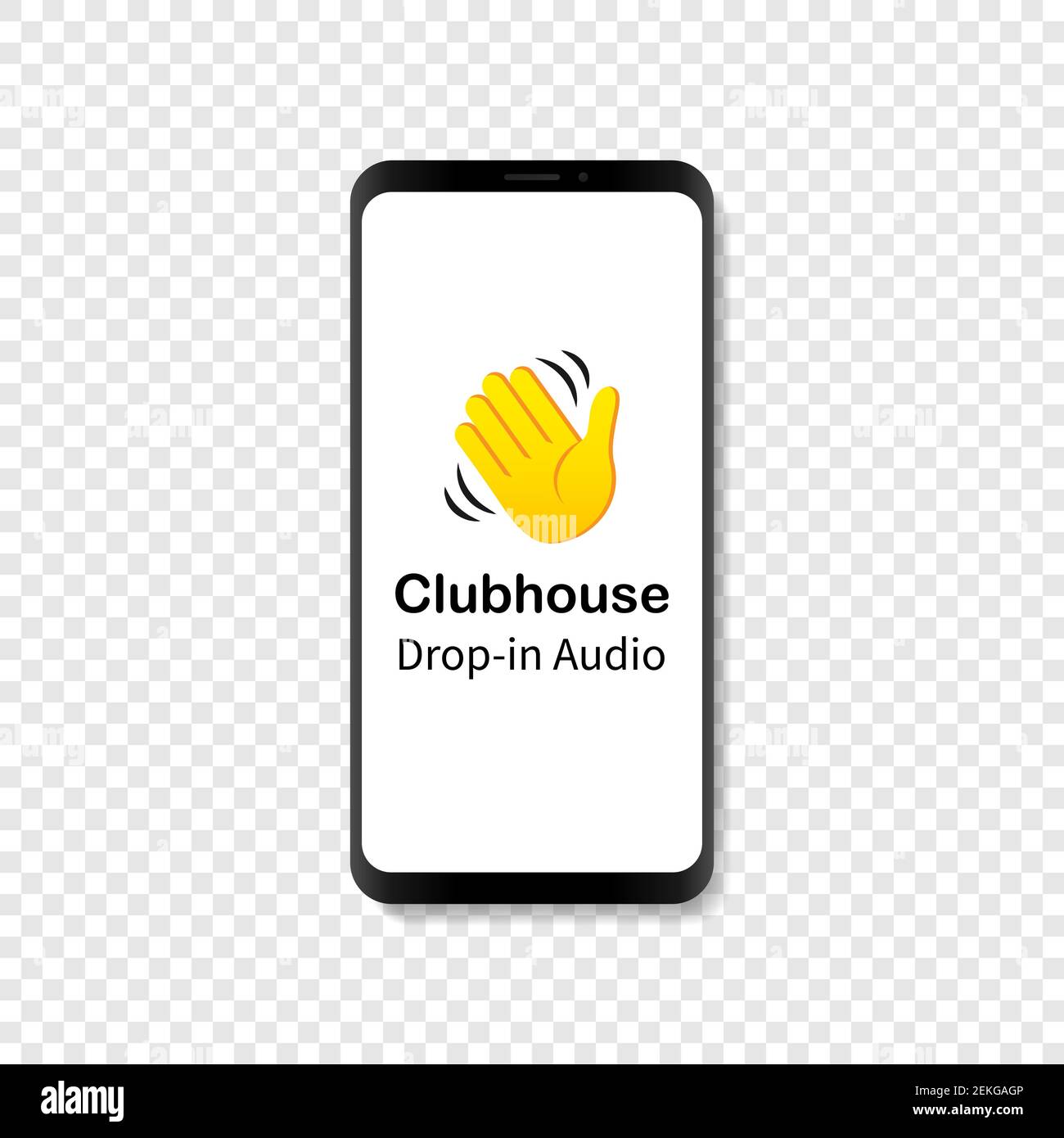 Smartphone avec icône d'invitation Clubhouse affichée. Symbole main pour inviter dans le réseau social Clubhouse Vector EPS 10 Illustration de Vecteur