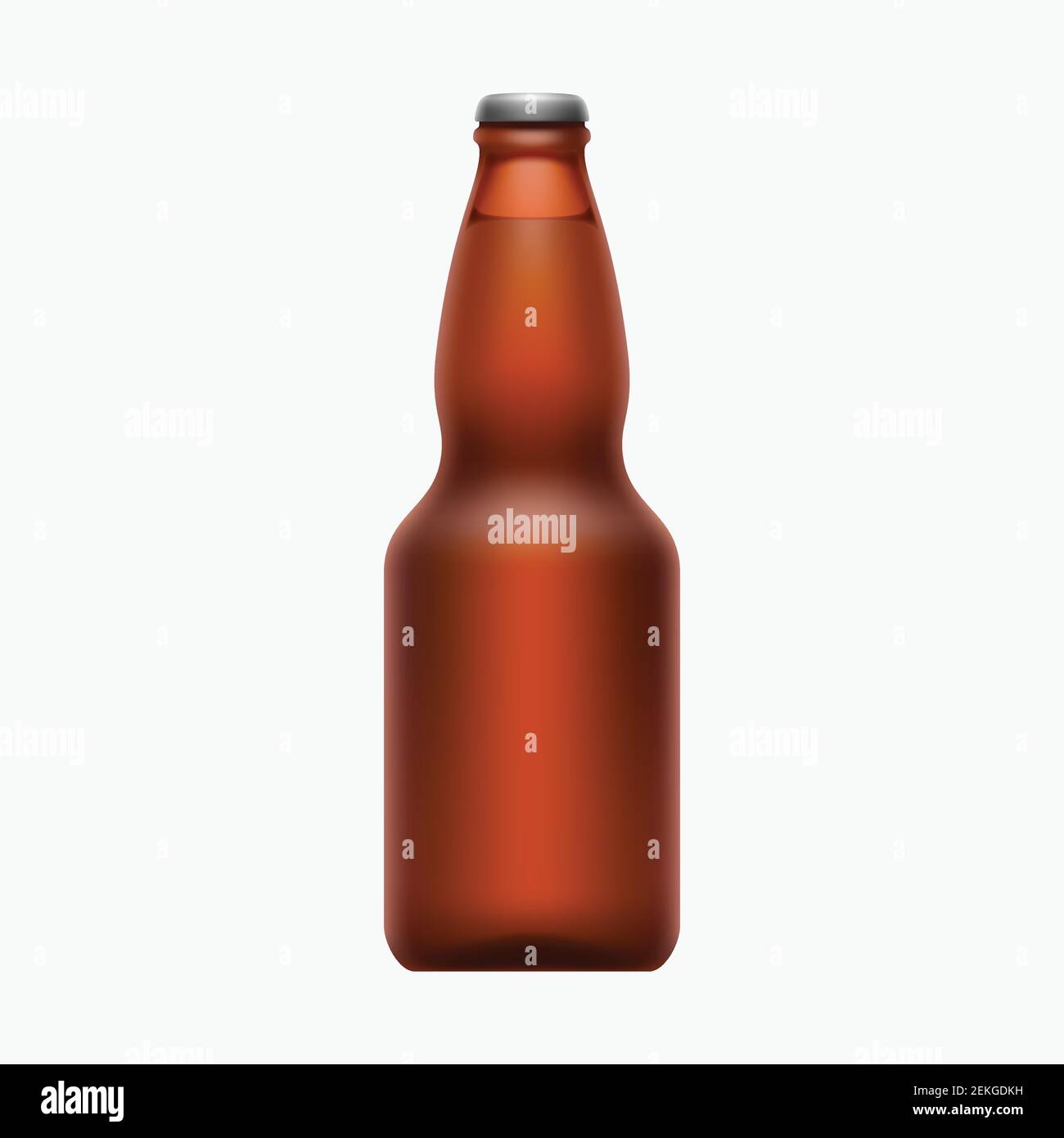 bouteille de bière brune complète isolée sur blanc Illustration de Vecteur
