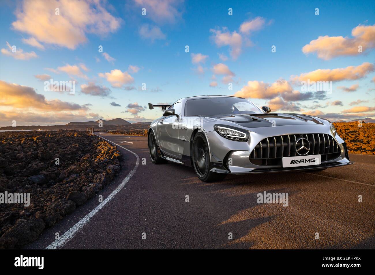 Mercedes-AMG GT série noire .auto avec un nouveau record de Nürburgring. Banque D'Images