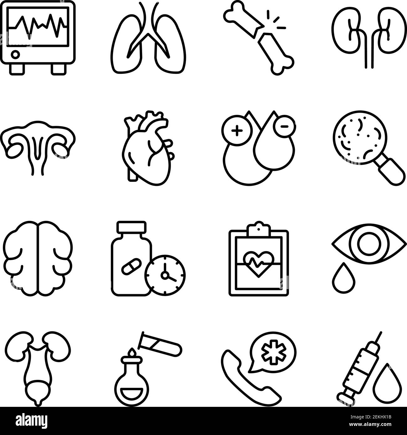 Pack d'icônes linéaires d'outils médicaux Illustration de Vecteur