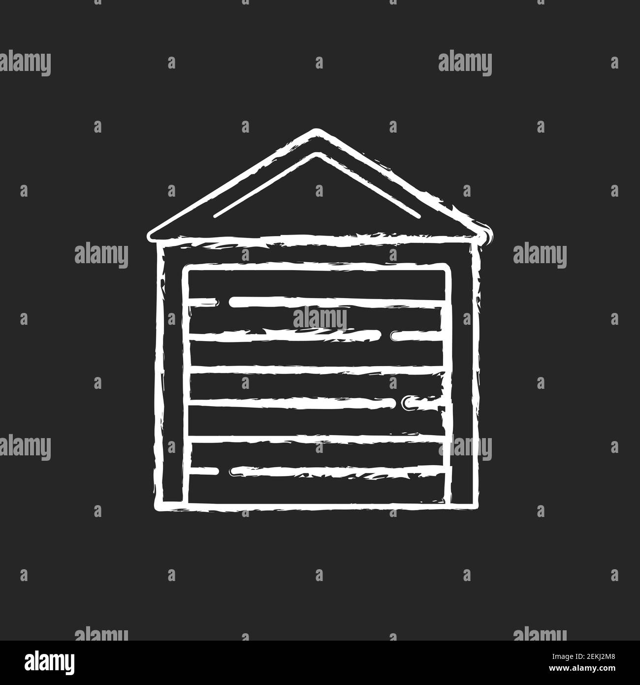 Portes de garage craie icône blanche sur fond noir Illustration de Vecteur