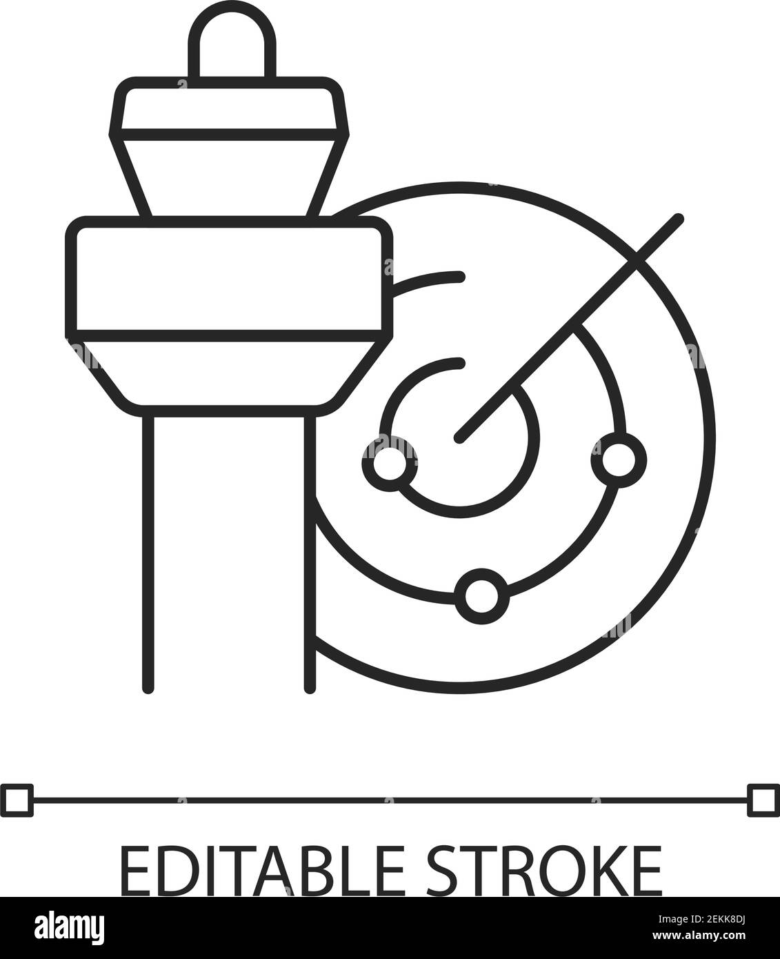 Icône linéaire craie du contrôle de la circulation aérienne Illustration de Vecteur