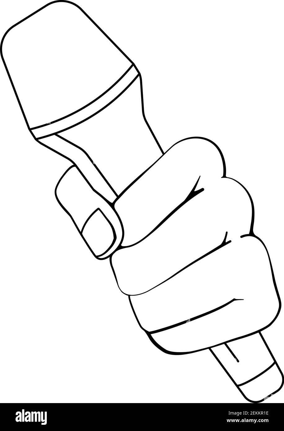 Microphone de poing ou de poing pour chanteur de karaoké concept dans contour vectoriel Illustration de Vecteur