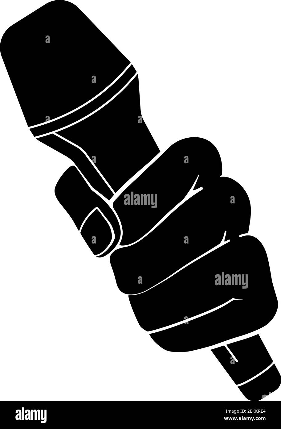 Microphone de poing ou de poing pour chanteur de karaoké concept dans silhouette vectorielle Illustration de Vecteur