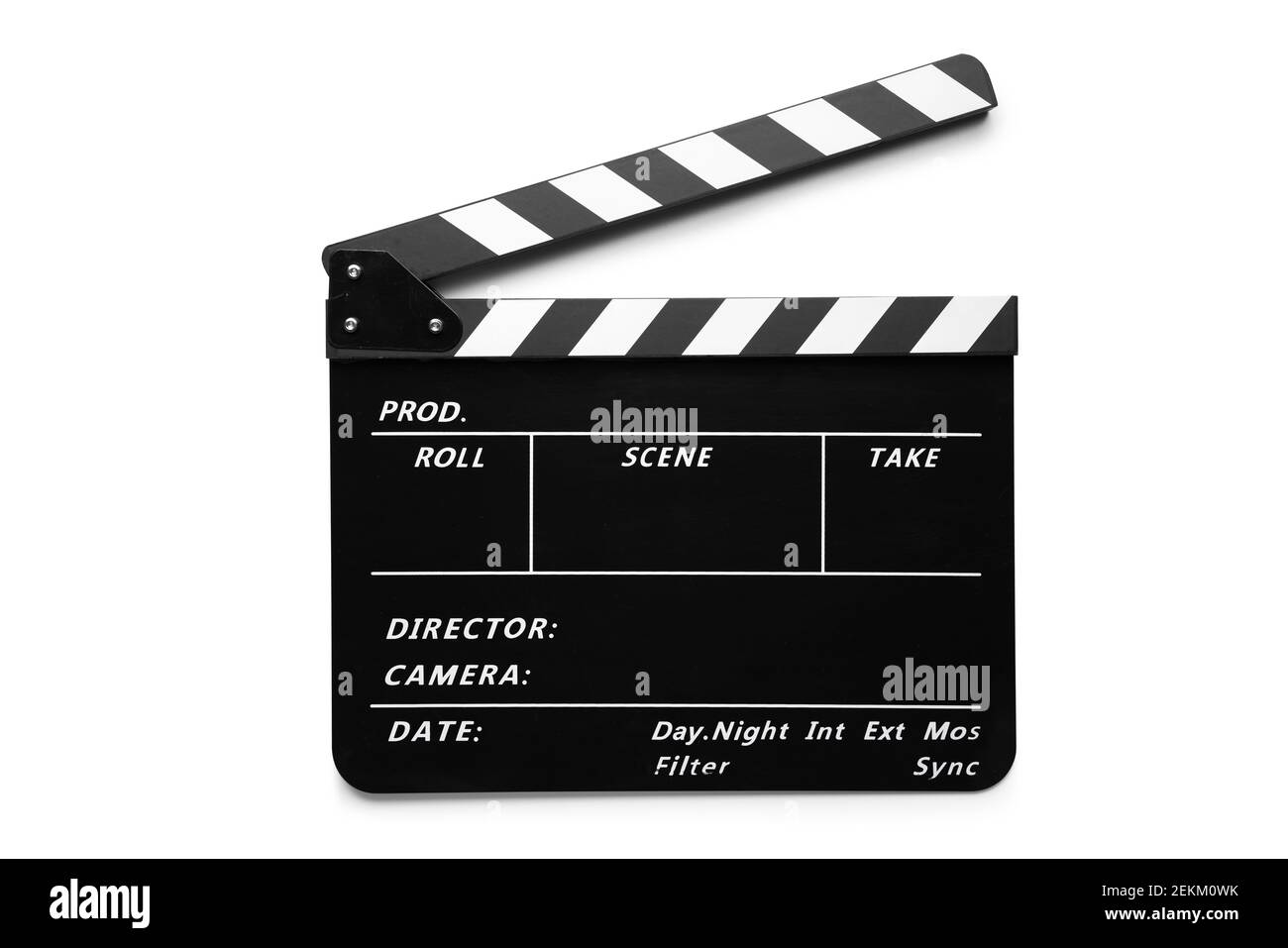 Clapperboard isolé sur fond blanc avec masque Banque D'Images