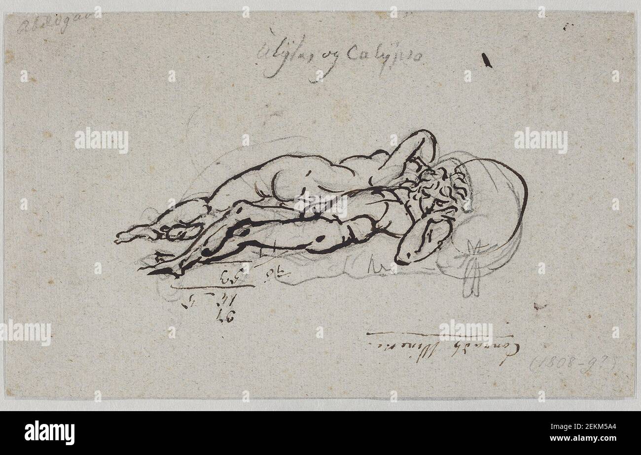 Nicolai Abildgaard (1743-1809), Odysseus et Kalypso, allongé sur une location, vers 1804 Banque D'Images