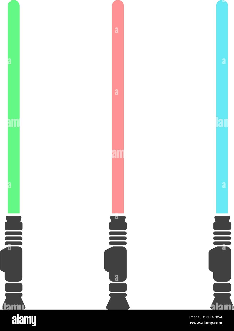 Jeu de trois armes sabre laser dans un vecteur de couleur Illustration de Vecteur