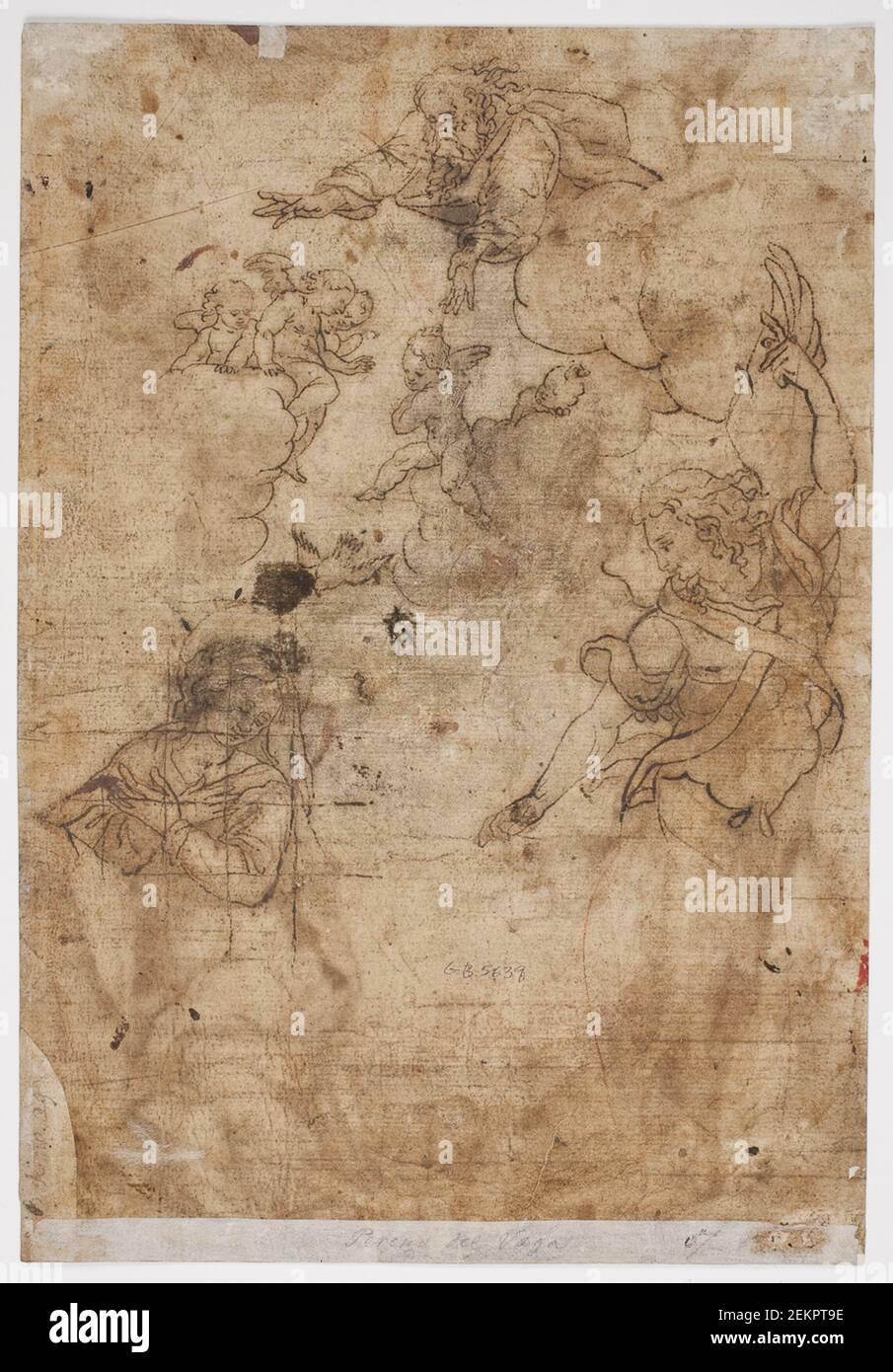 Unknown (1700-1700); Perino del Vaga (1501-1547), enregistrement partiel de Recto, 1515-1547 Banque D'Images